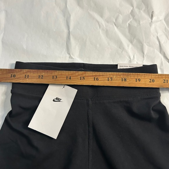 Nike Womens Black Tight Fit High Rise Full Length Leggings XS‎ Light Blue Swoosh - Picture 5 of 6